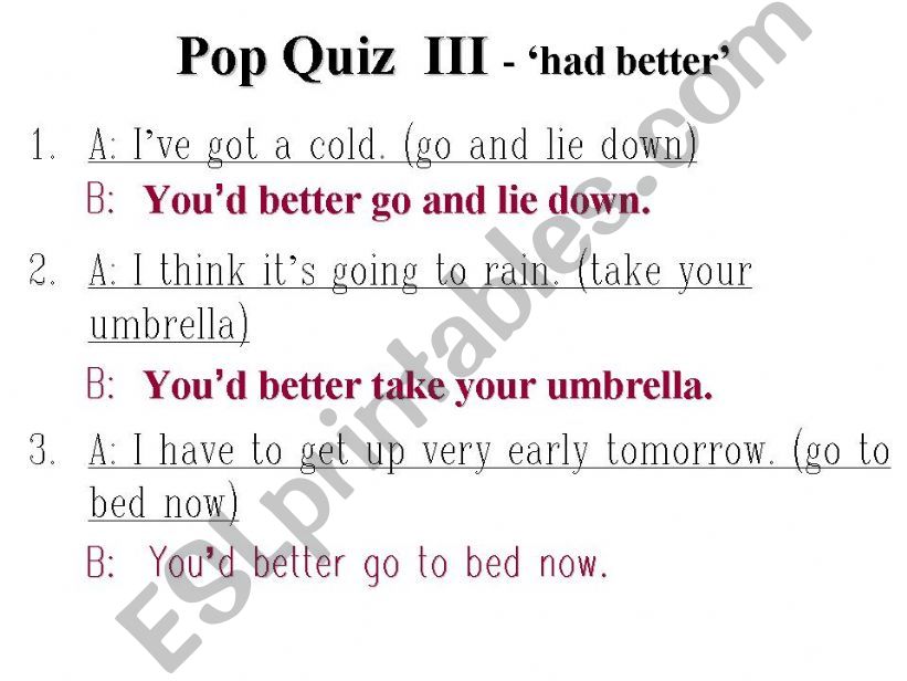 Pop Quiz III-