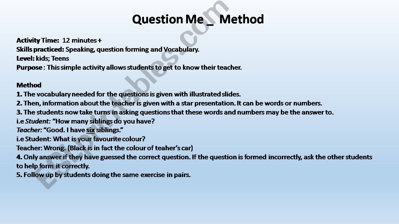Icebreaker _ Question the Teacher