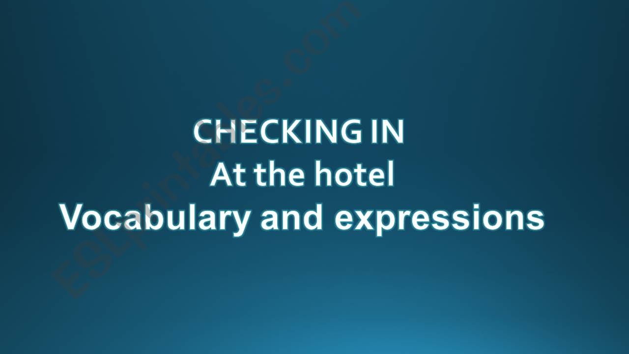 checking in a hotel  powerpoint