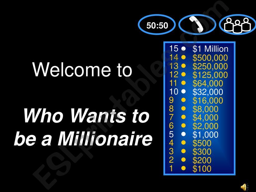 Who want be millionarie? powerpoint