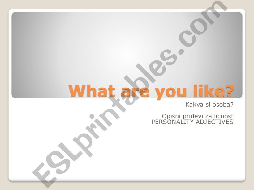 Personality adjectives powerpoint
