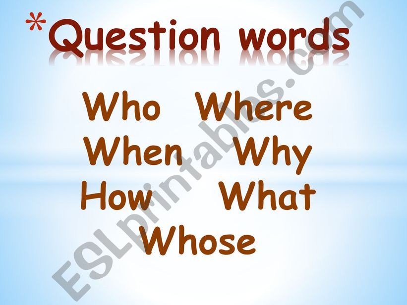 Question words game powerpoint