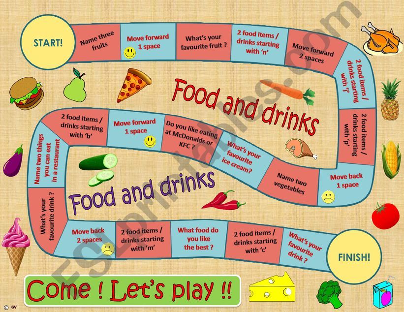 Food and Drinks Speaking Boardgame