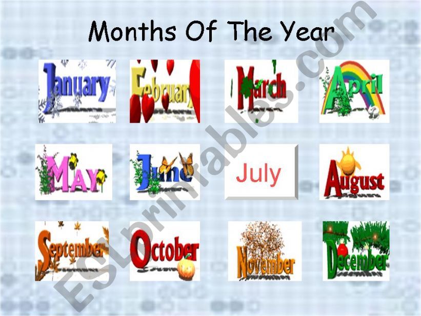 months of the year powerpoint