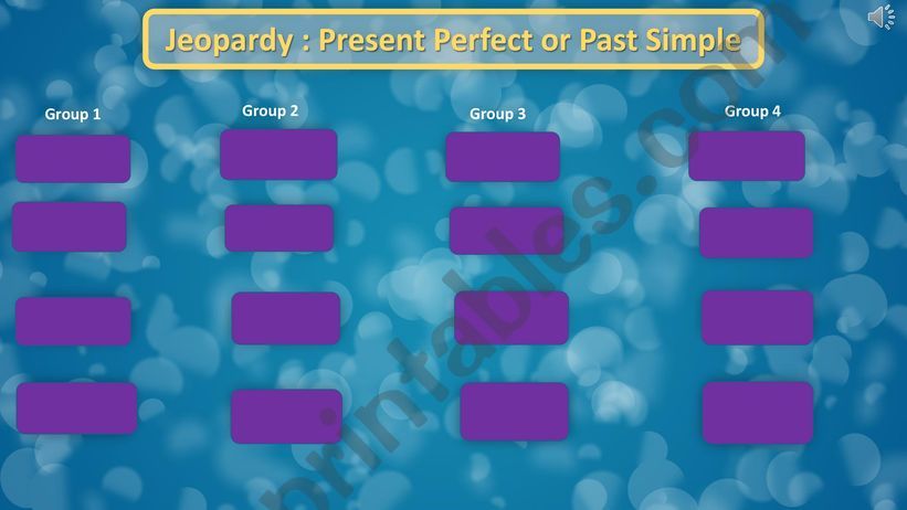 Jeopardy Present Perfect Part 2