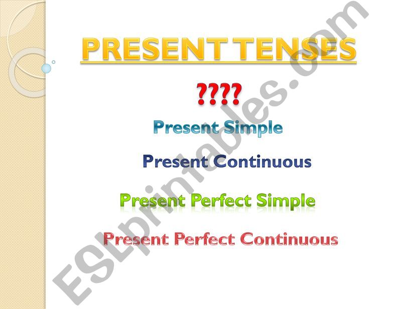PRESENT TENSES powerpoint