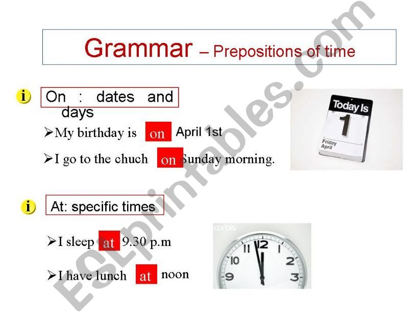 Prepositions of Time and Place