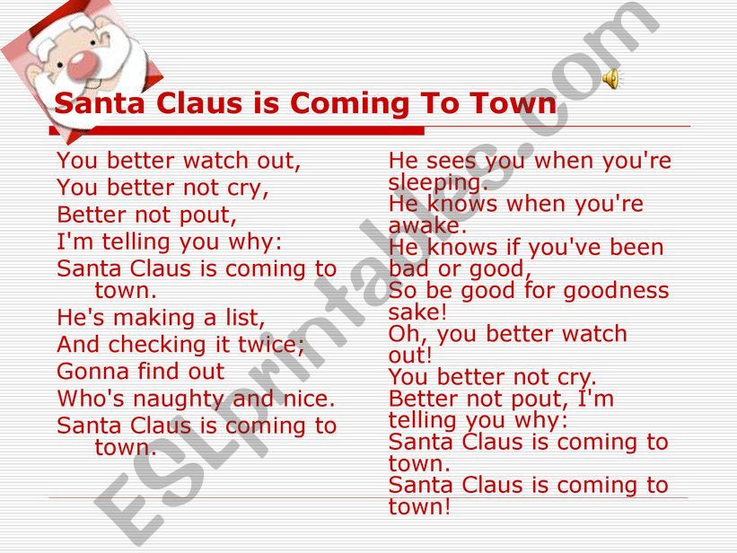 Santa Claus Is Coming to Town--Christmas Song
