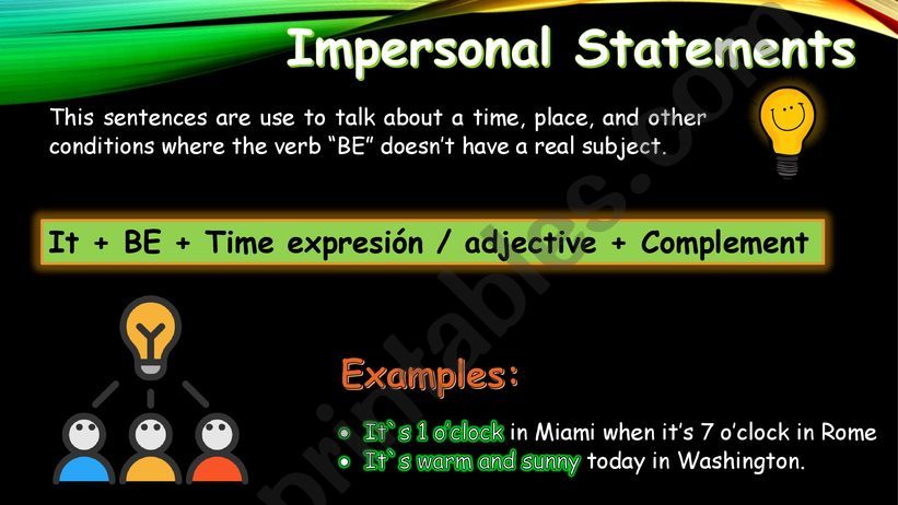 Impersonal Statements: Empty subject