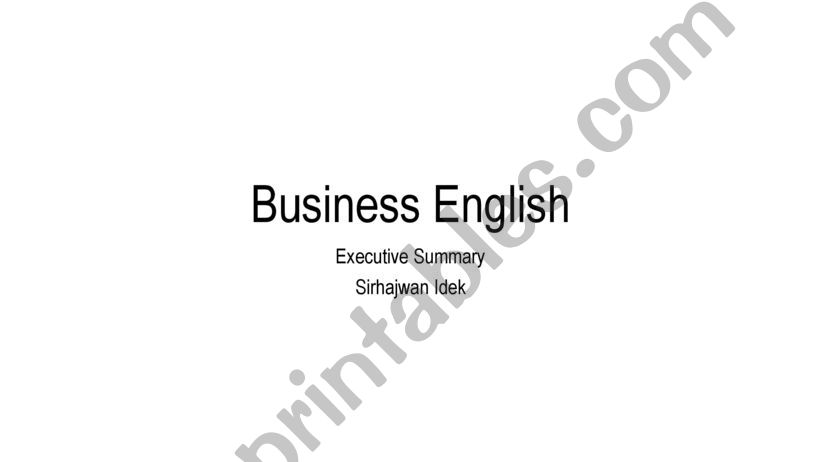 Business English (Executive Summary)