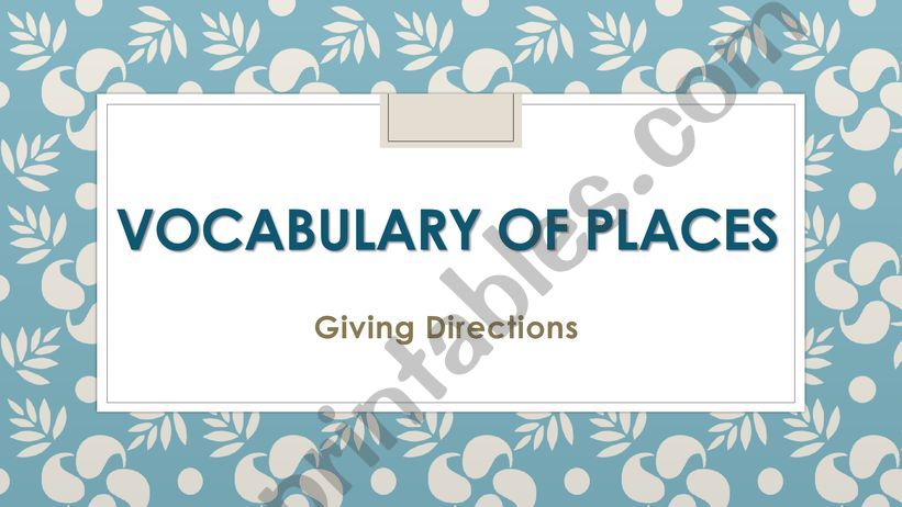 Vocabulary of places powerpoint