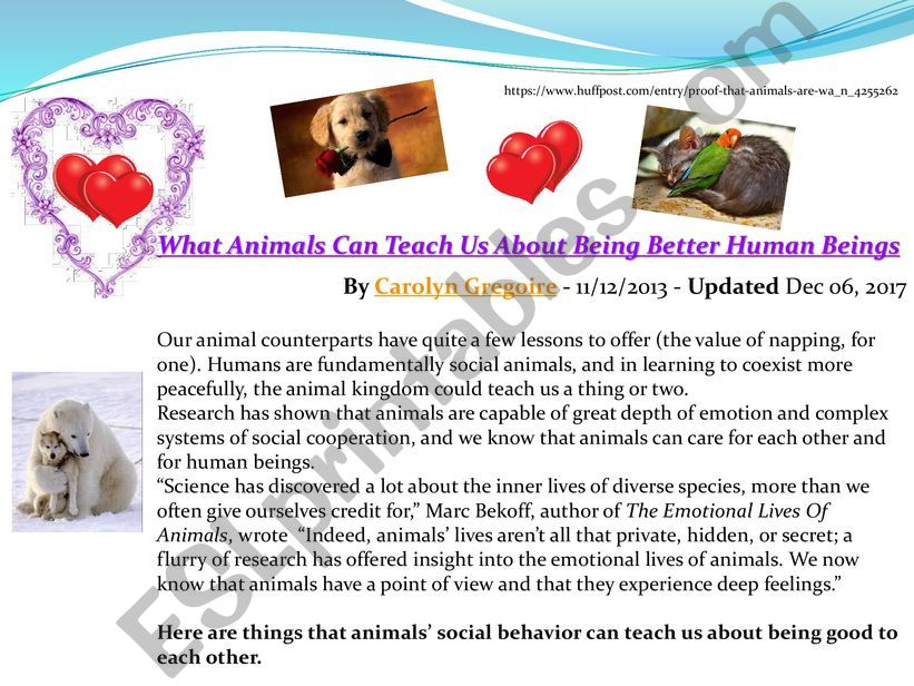 Oral training : what can an animal teach us ?