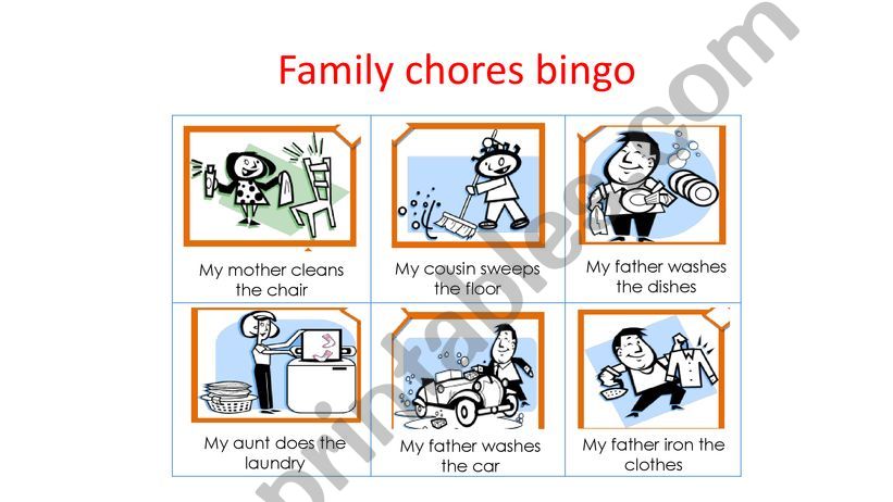 family chores bingo  powerpoint
