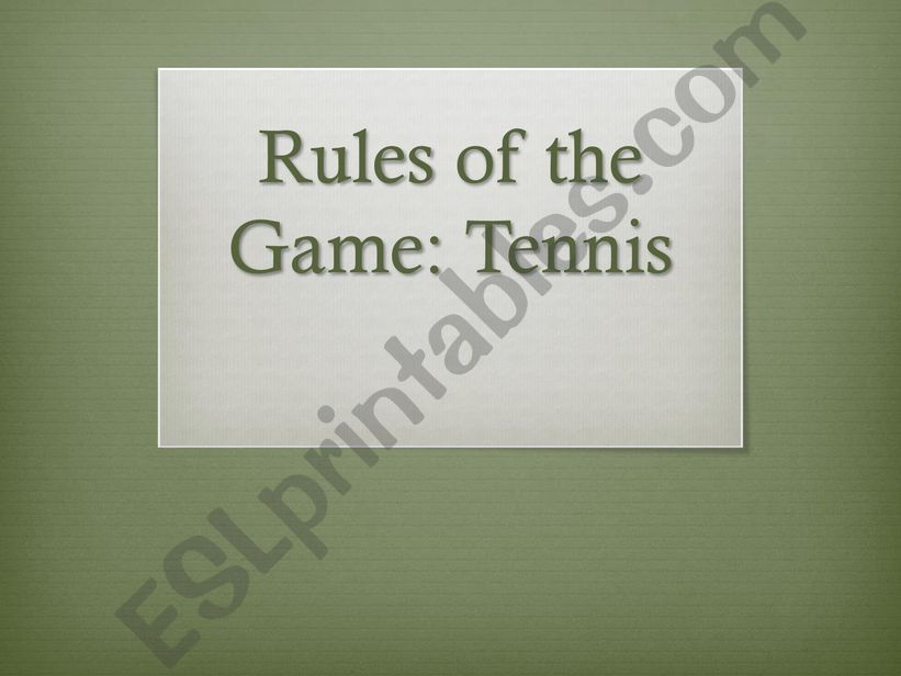 Sports - Tennis - PART 1 powerpoint