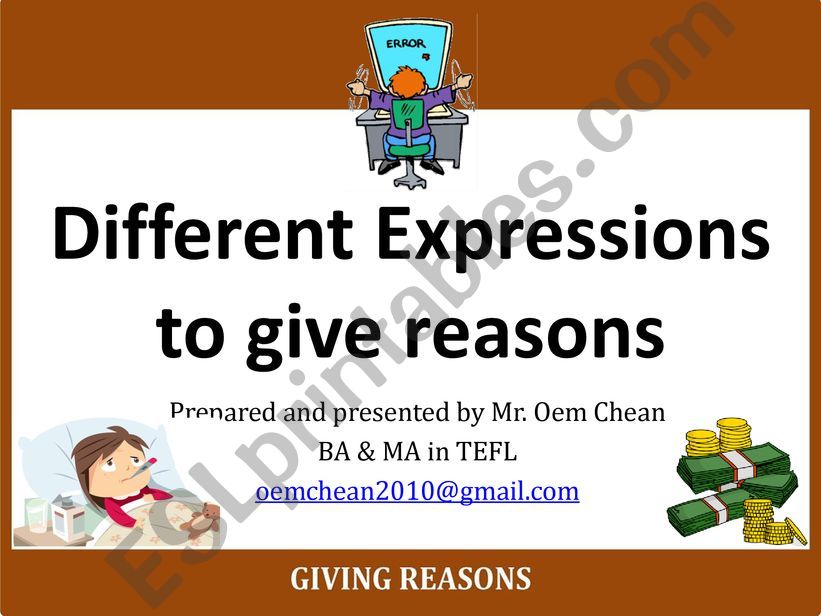 Part I: Expressions of Reasons (because of, owing to, due to, thanks to)