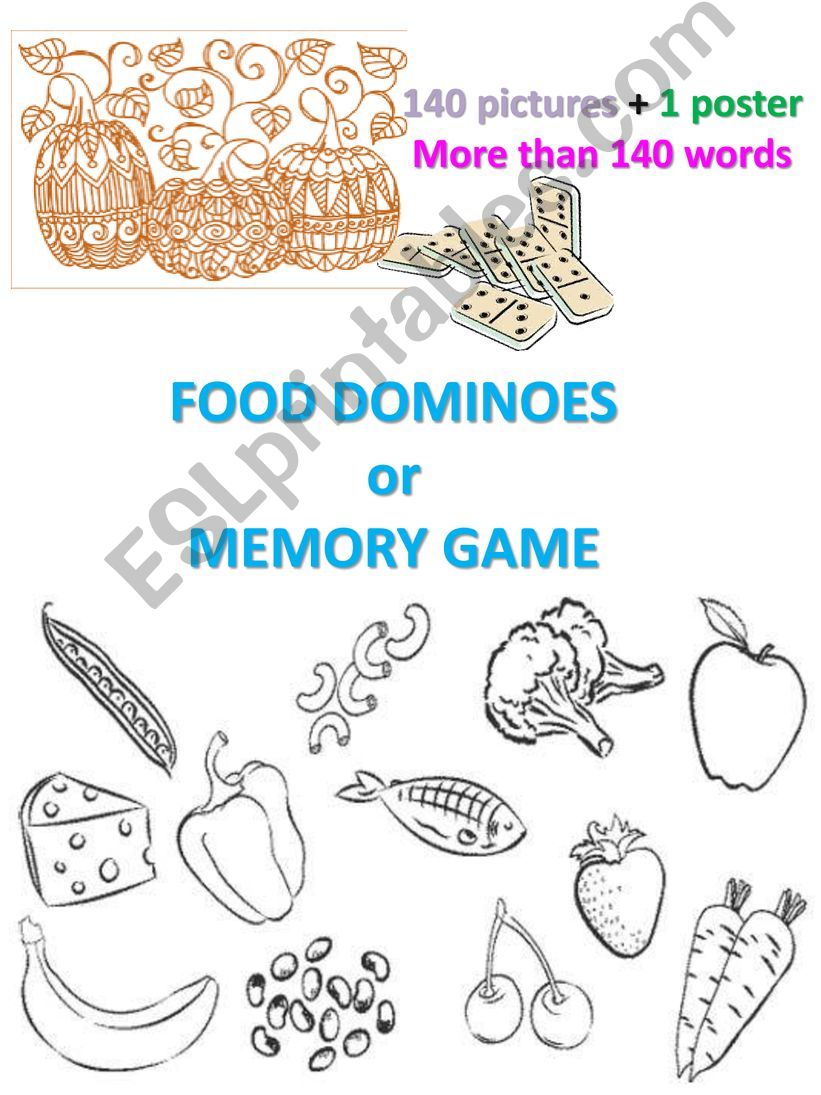 Dominoes OR memory games - Theme FOOD