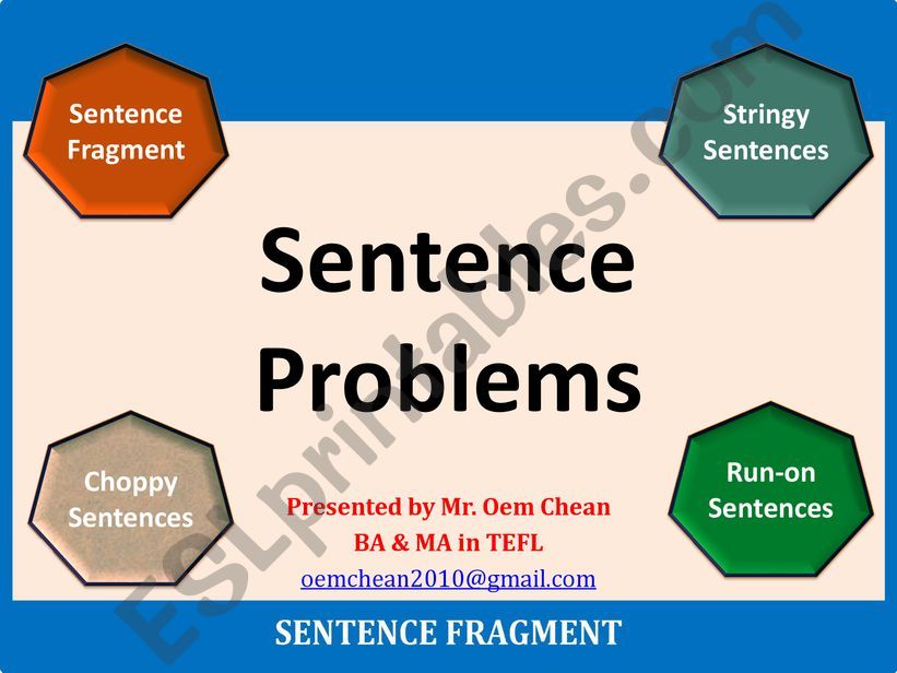 Esl Sentence Fragments Worksheet
