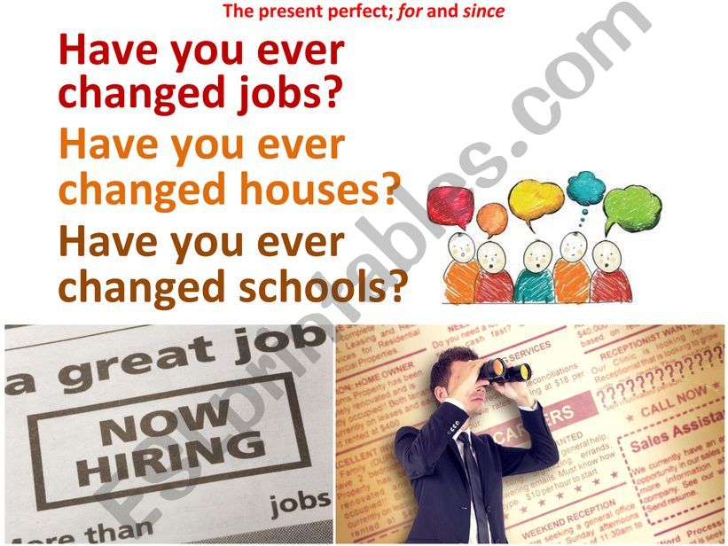 present perfect since and for powerpoint