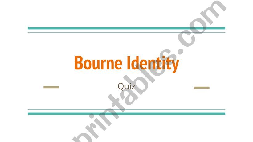 Bourne Identity Post Watching Quiz 