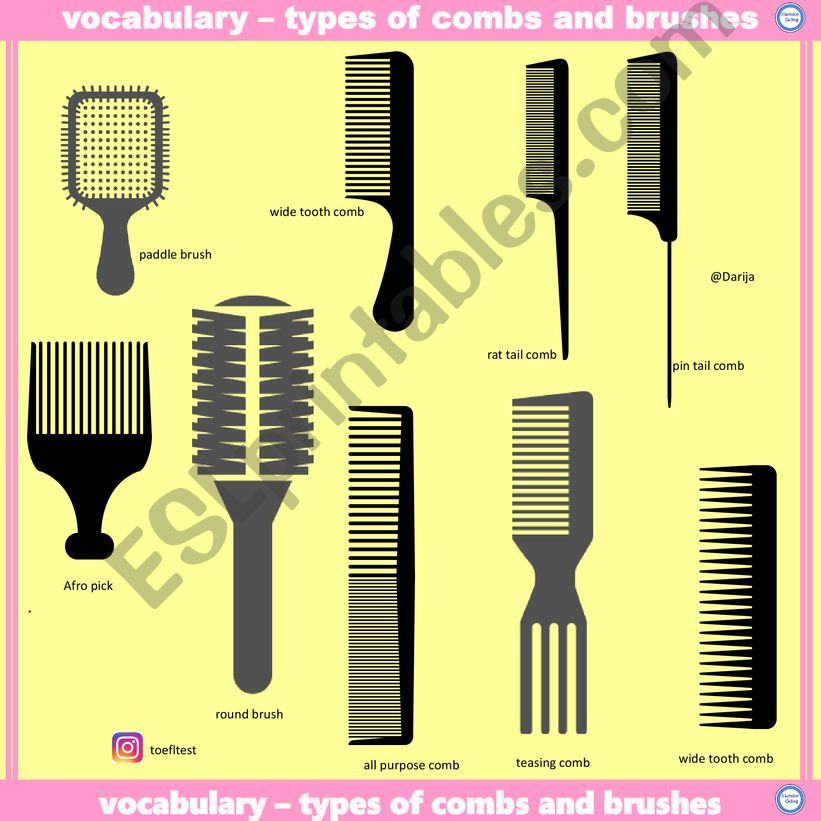 ESL English PowerPoints Types of Combs and Brushes