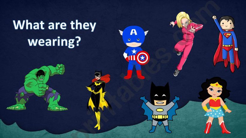 What are they wearing? superheroes reading comprehension