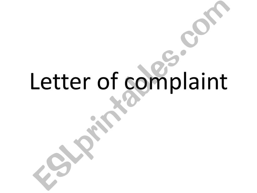 WRITING A LETTER OF COMPLAINT powerpoint