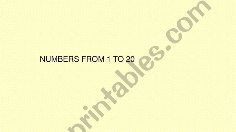 Numbers From 1 to 20 powerpoint