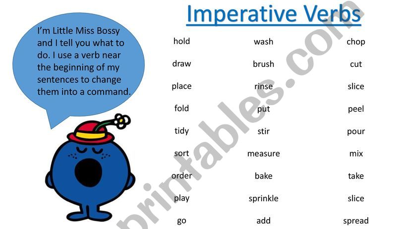 Imperative verbs - Little Ms. Bossy