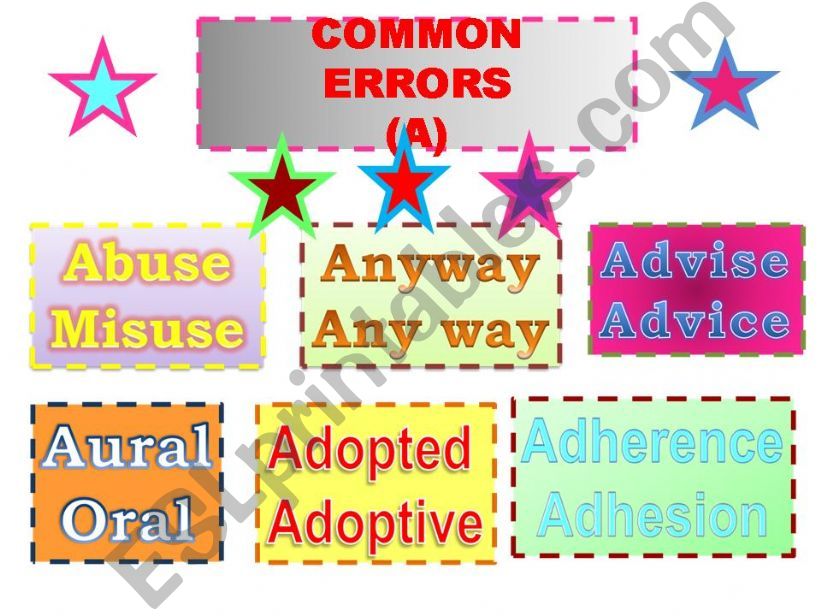 COMMON ERRORS powerpoint