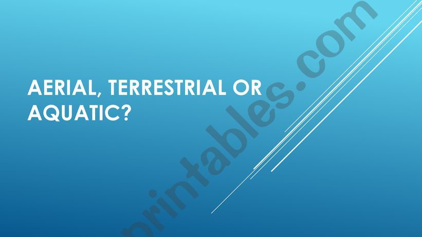 Aerial, Terrestrial or Aquatic?