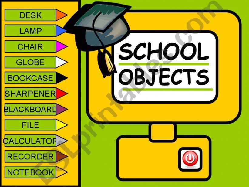 SCHOOL OBJECTS GAME powerpoint