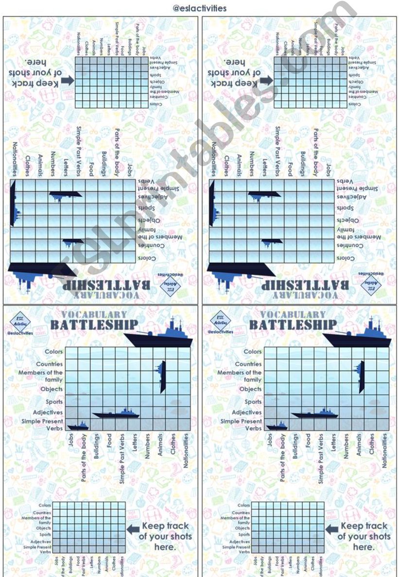 Vocabulary Battleship Game powerpoint
