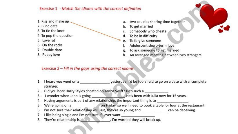 Idioms of love powerpoint