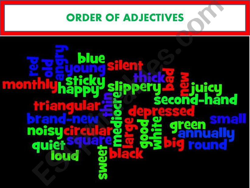 Order of adjectives powerpoint