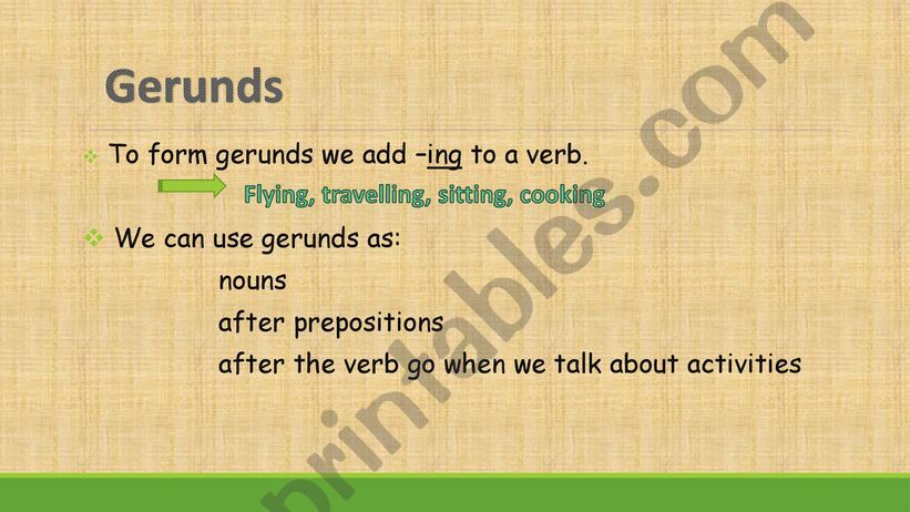 Infinitives of gerunds powerpoint