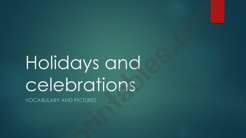 Holidays and celebrations powerpoint