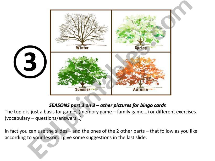 Seasons tools for games and exercises - PART 3 on 3.