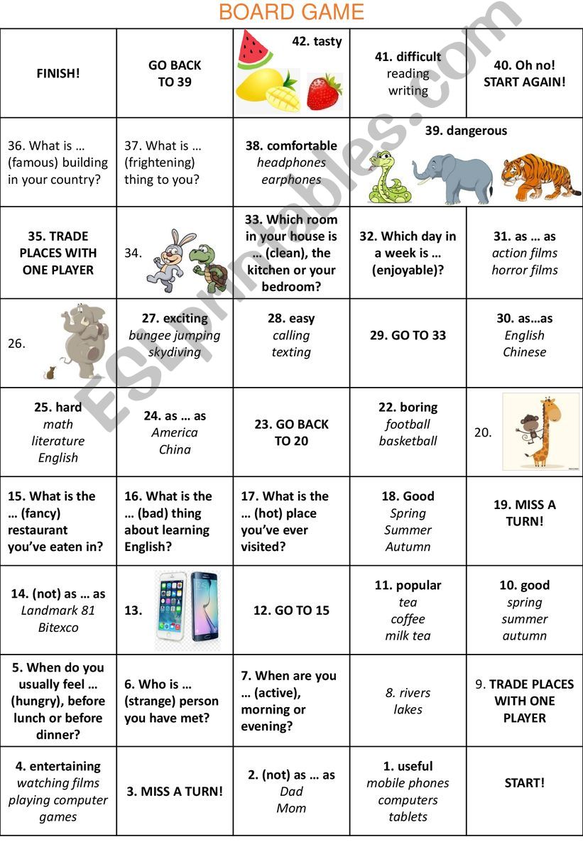 Comparative and Superlative Board Game (A4 printable version)