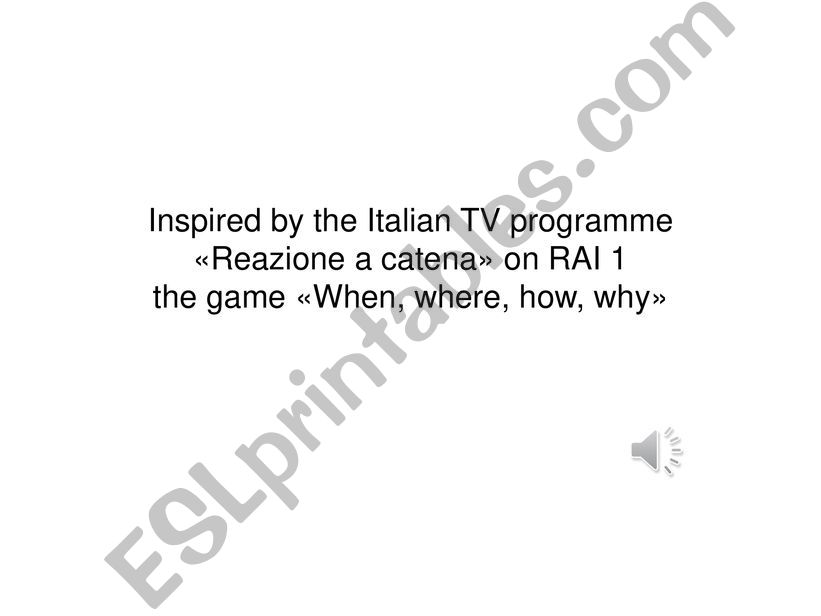 Game inspired by the TV progamme Reazione a catena on RAI1