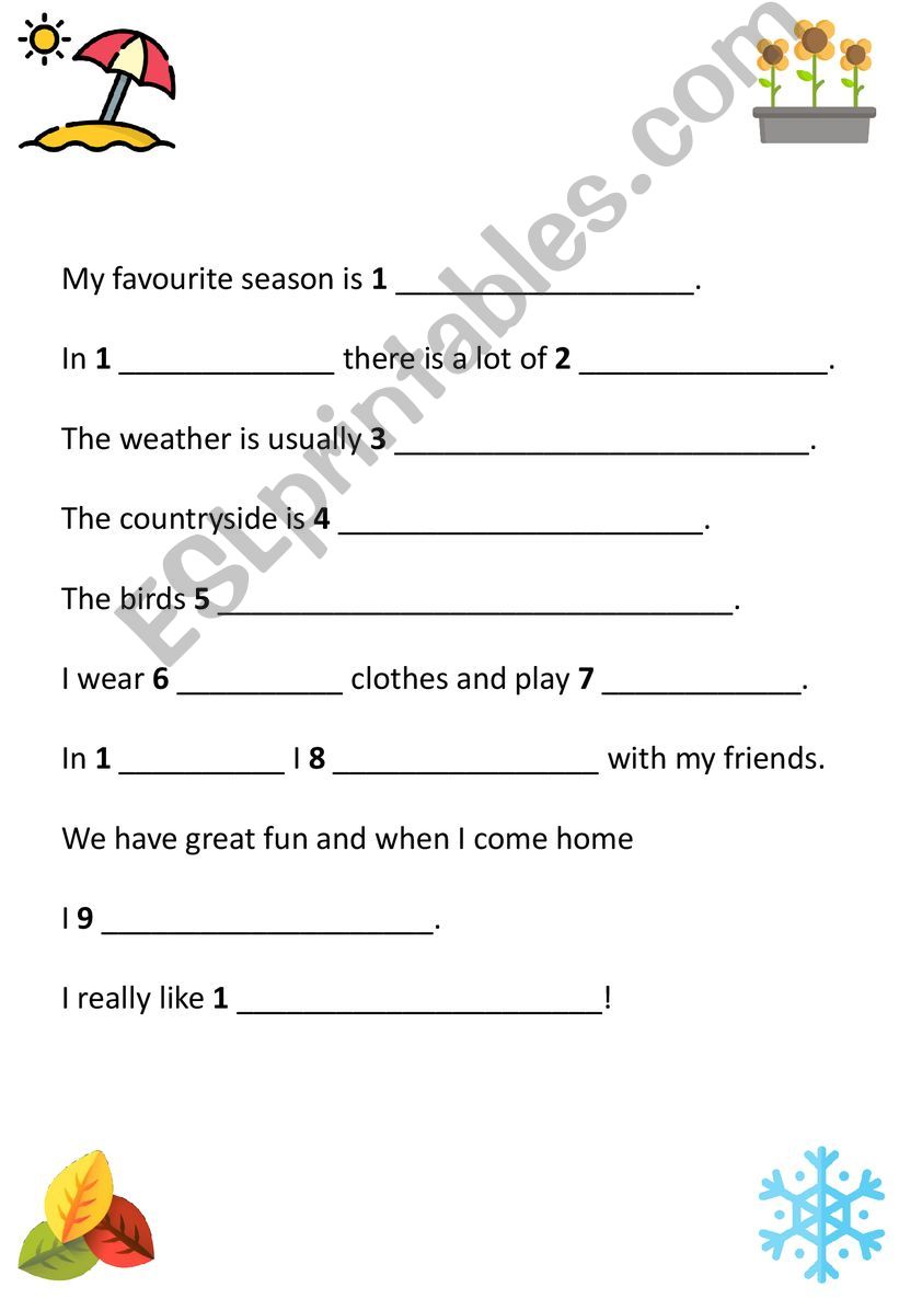 Season writing activity_ the writing part