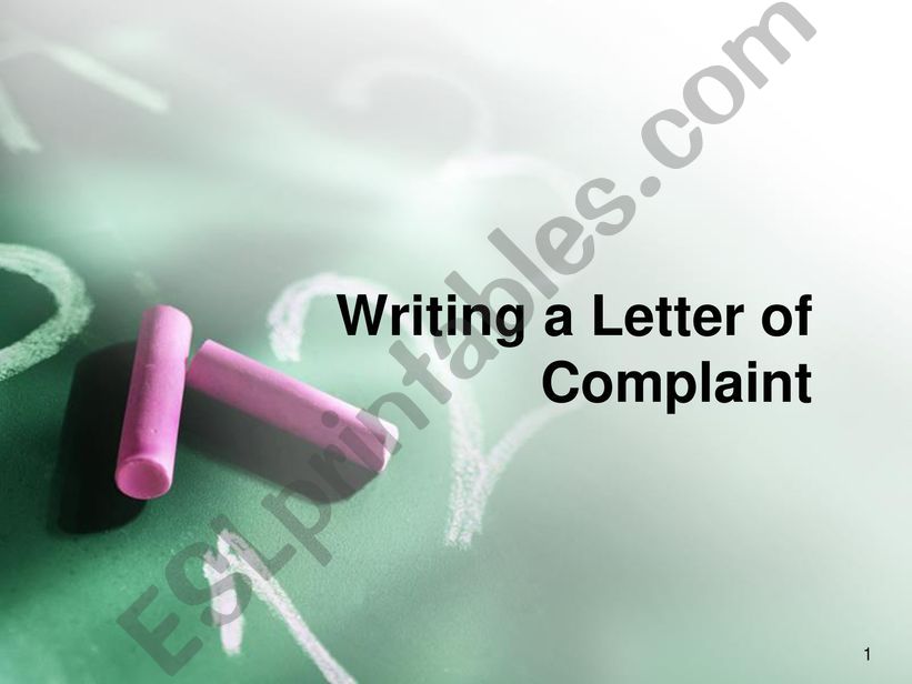 Letter of complaint powerpoint