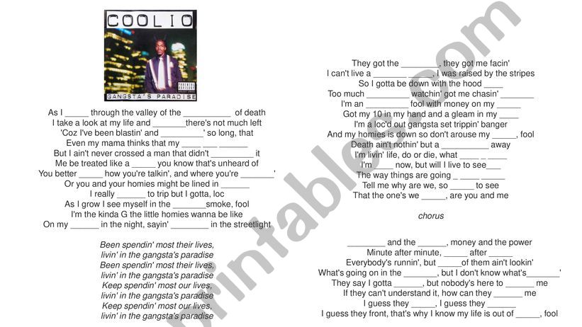 Gangstas Paradise - Coolio powerpoint