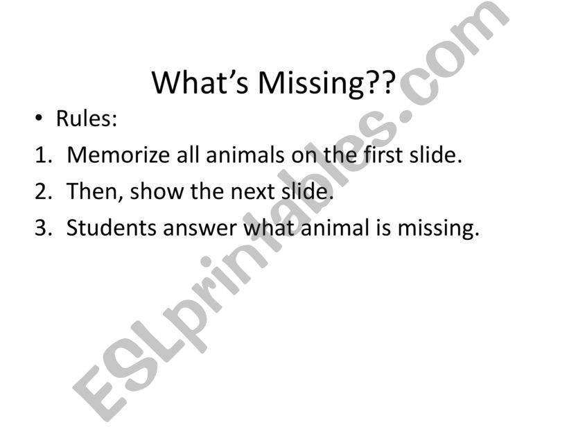 Animals: Whats Missing? powerpoint
