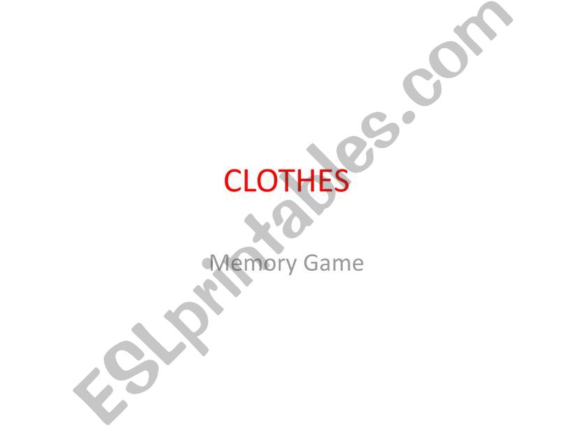Clothes Memory Game powerpoint