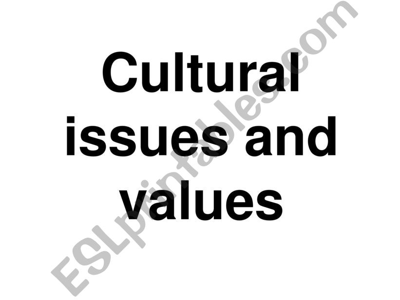 Cultural issues and values powerpoint