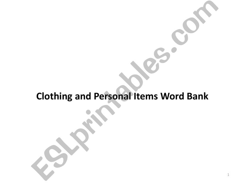 Clothes and Personal Items powerpoint