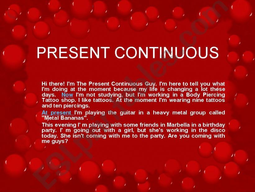 PRESENT CONTINUOUS TENSE powerpoint