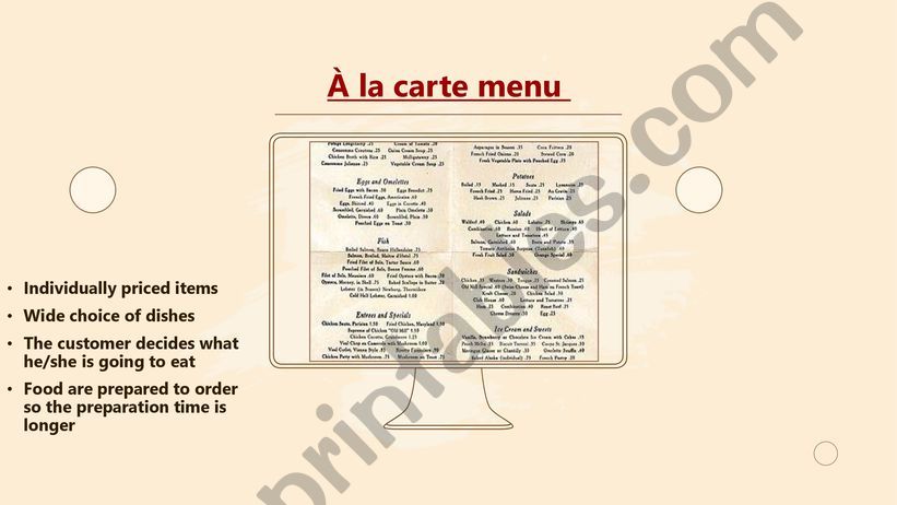 Types of menu - pt2 powerpoint