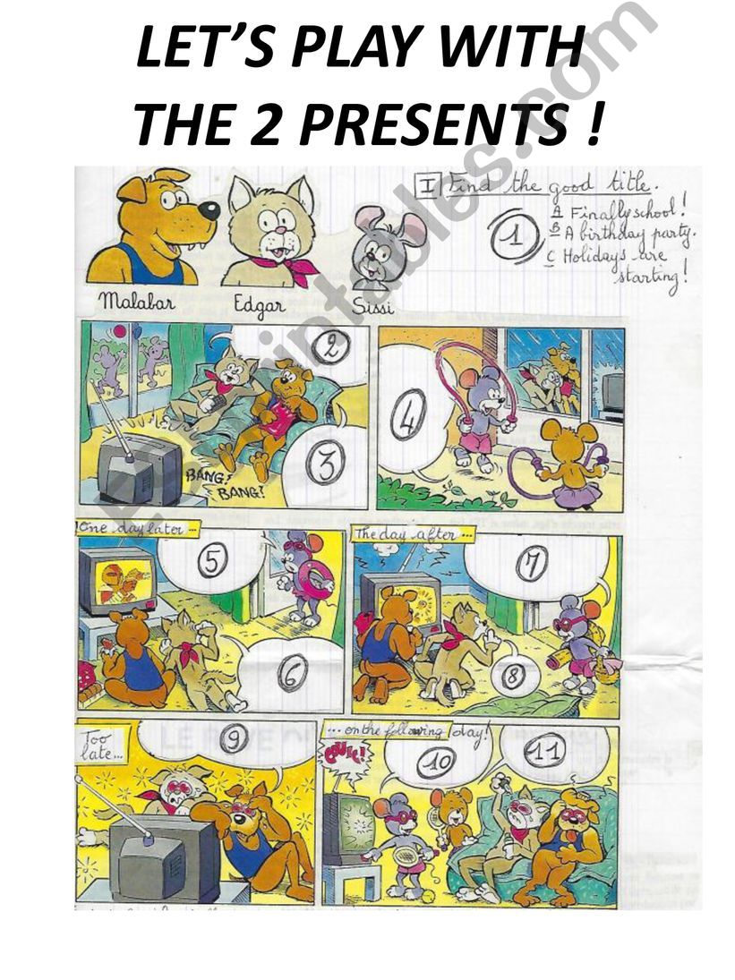 The 2 presents - simple & continuous with comics.
