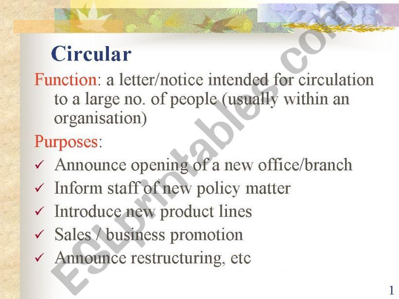 write a circular powerpoint